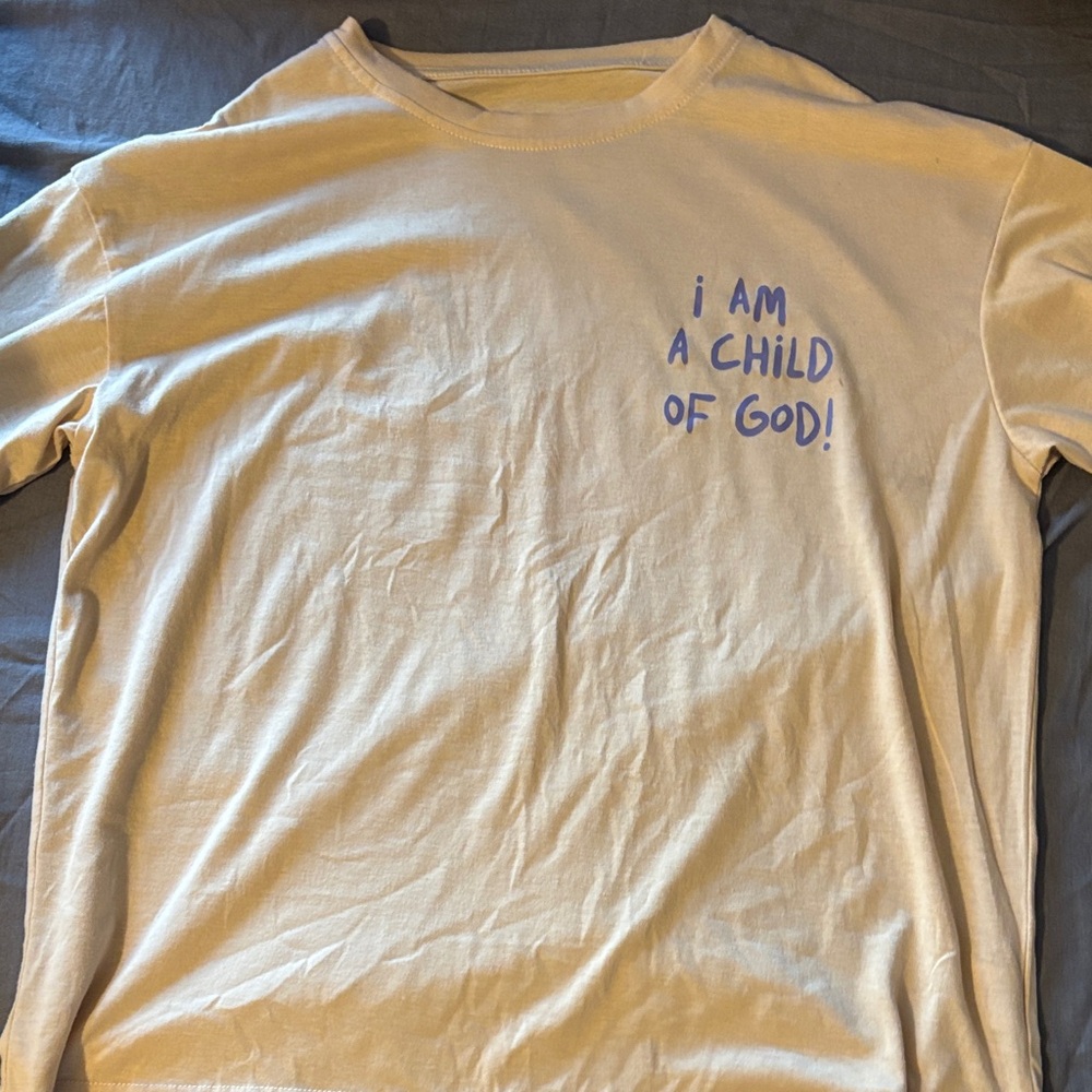 SHEIN Beige 'I Am A Child of God' Tee